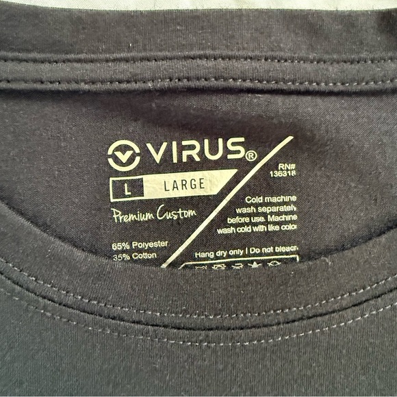 VIRUS Men's Black T-Shirt Size L - Picture 2 of 6